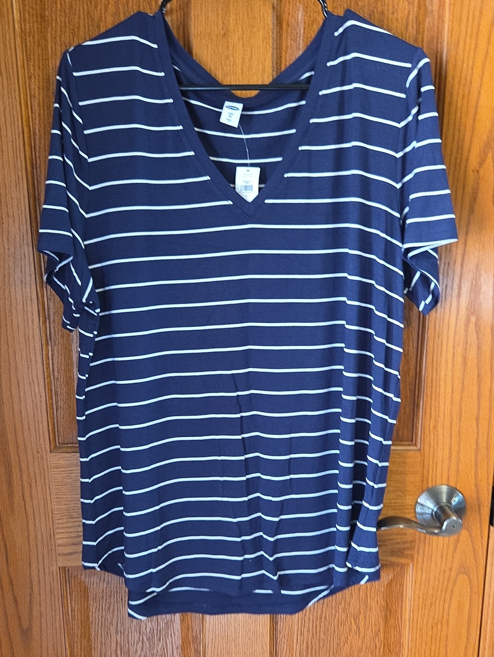 Navy Striped V-Neck Women's Top, Old Navy Brand,NWT
